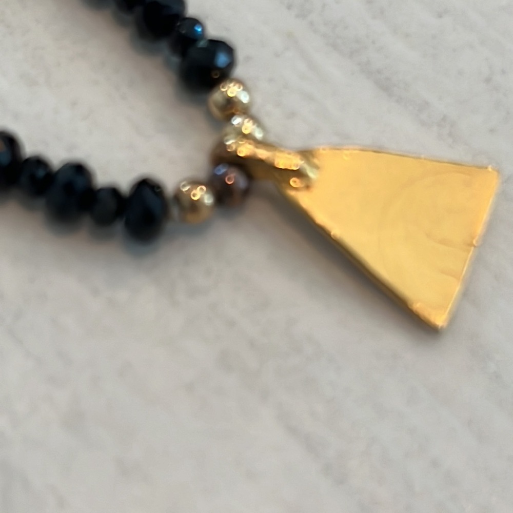 Gold and Black Beaded Necklace with Buddha Pendant - Picture 8 of 11